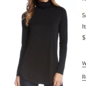 Karen Kane Long Sleeve Turtleneck Tee – Black, Size S
